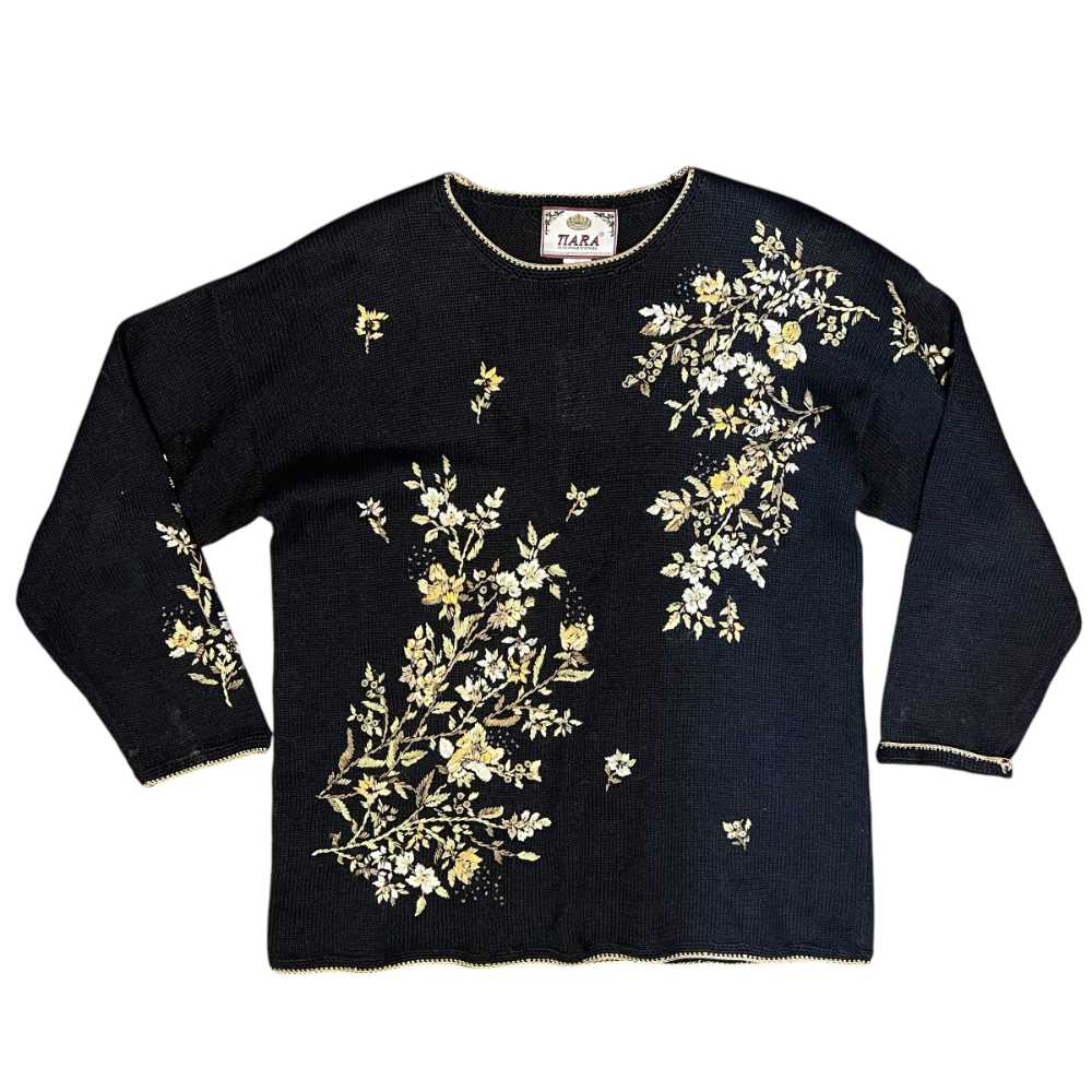 Tiara Floral Embroidered Sweater Size XL
