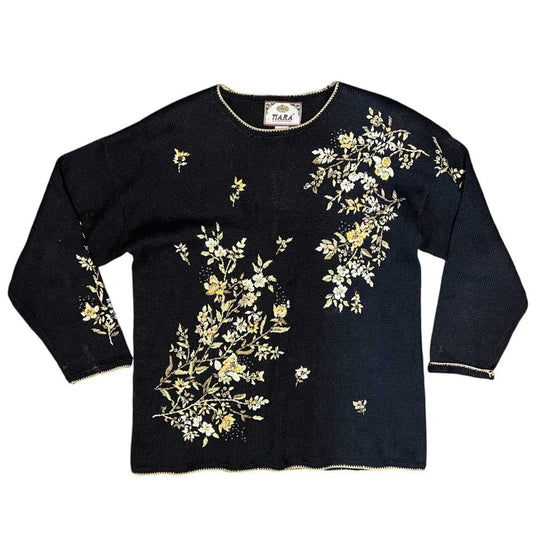 Tiara Floral Embroidered Sweater Size XL