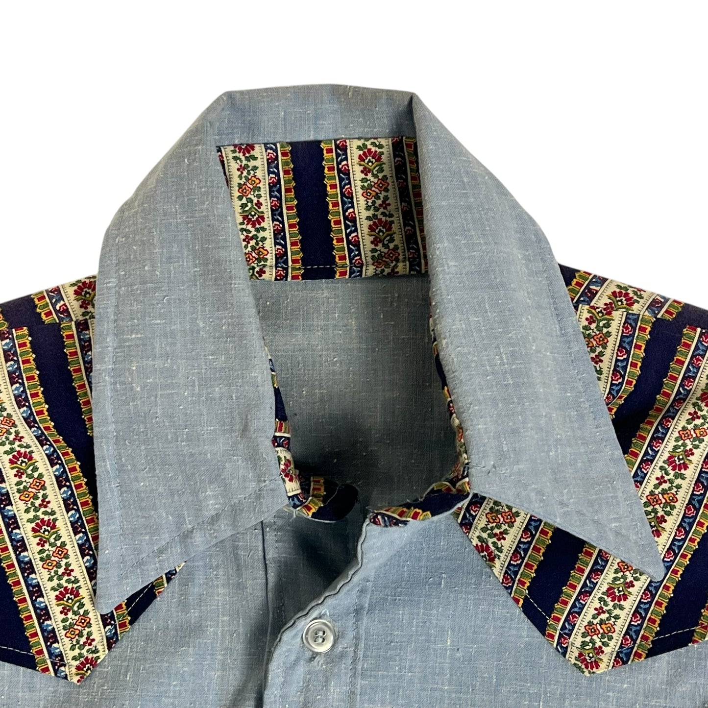 70s Chambray Button Up Western Shirt