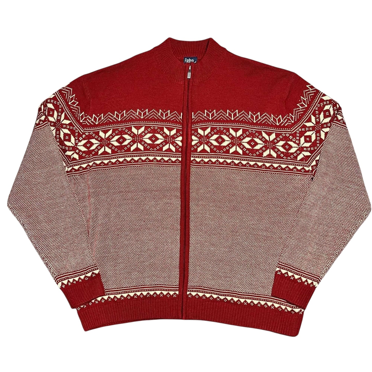 John Blair Zip Front Ski Cardigan Vintage Size L