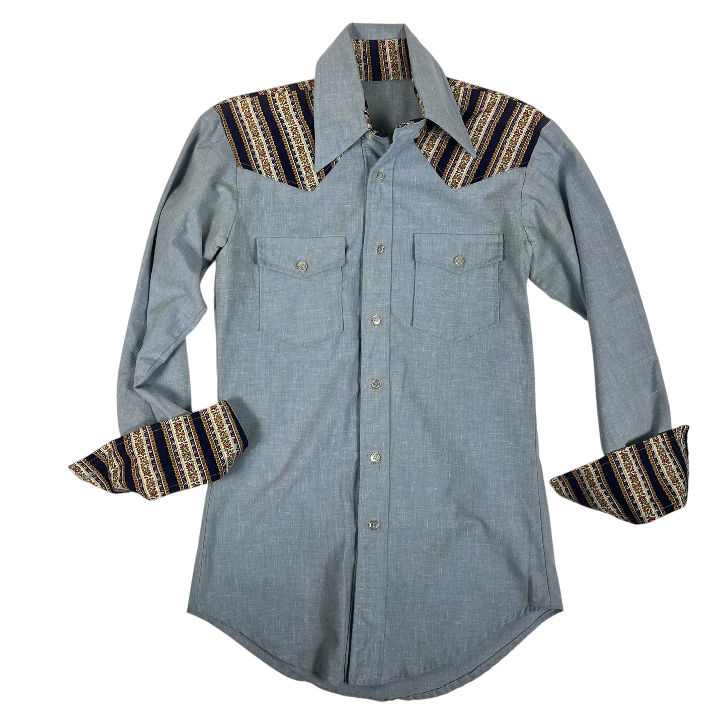 70s Chambray Button Up Western Shirt