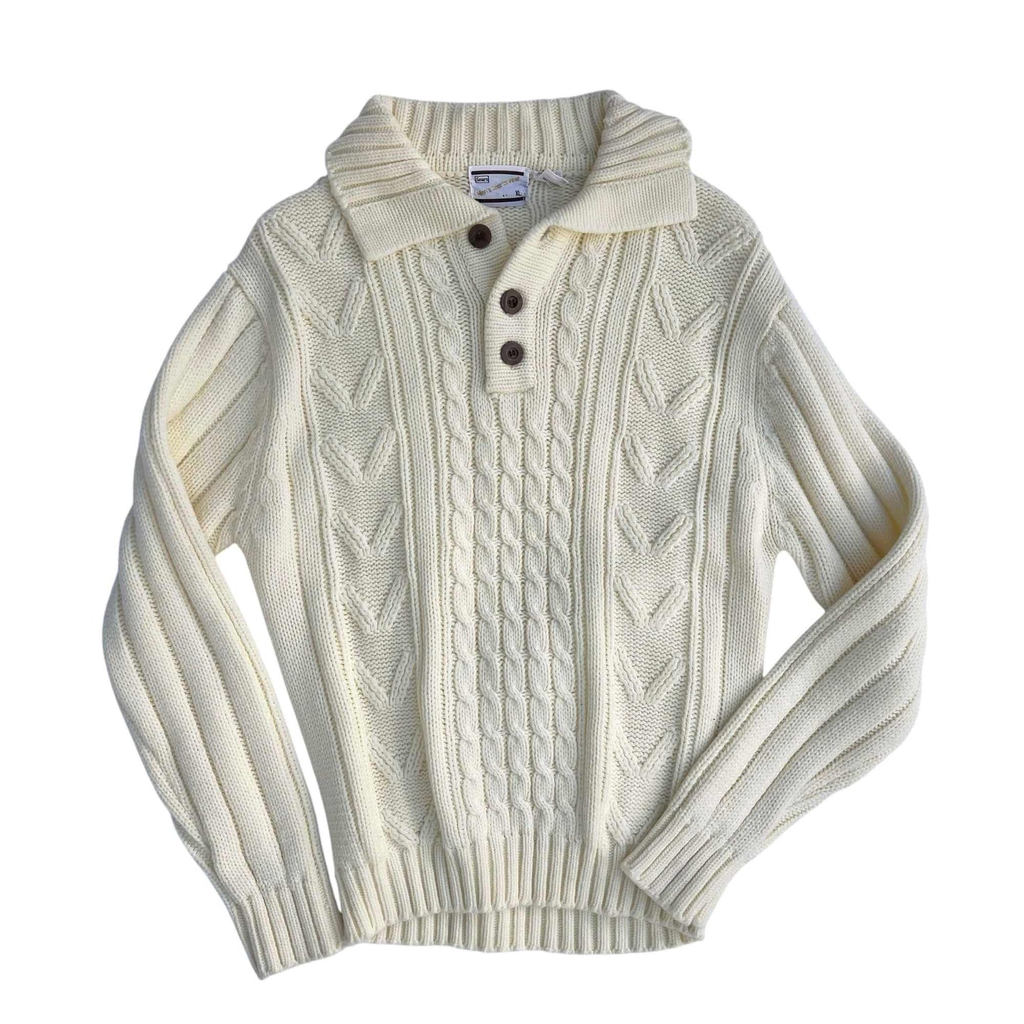 Sears Men's Sportswear 3-Button Chunky Sweater Size XL