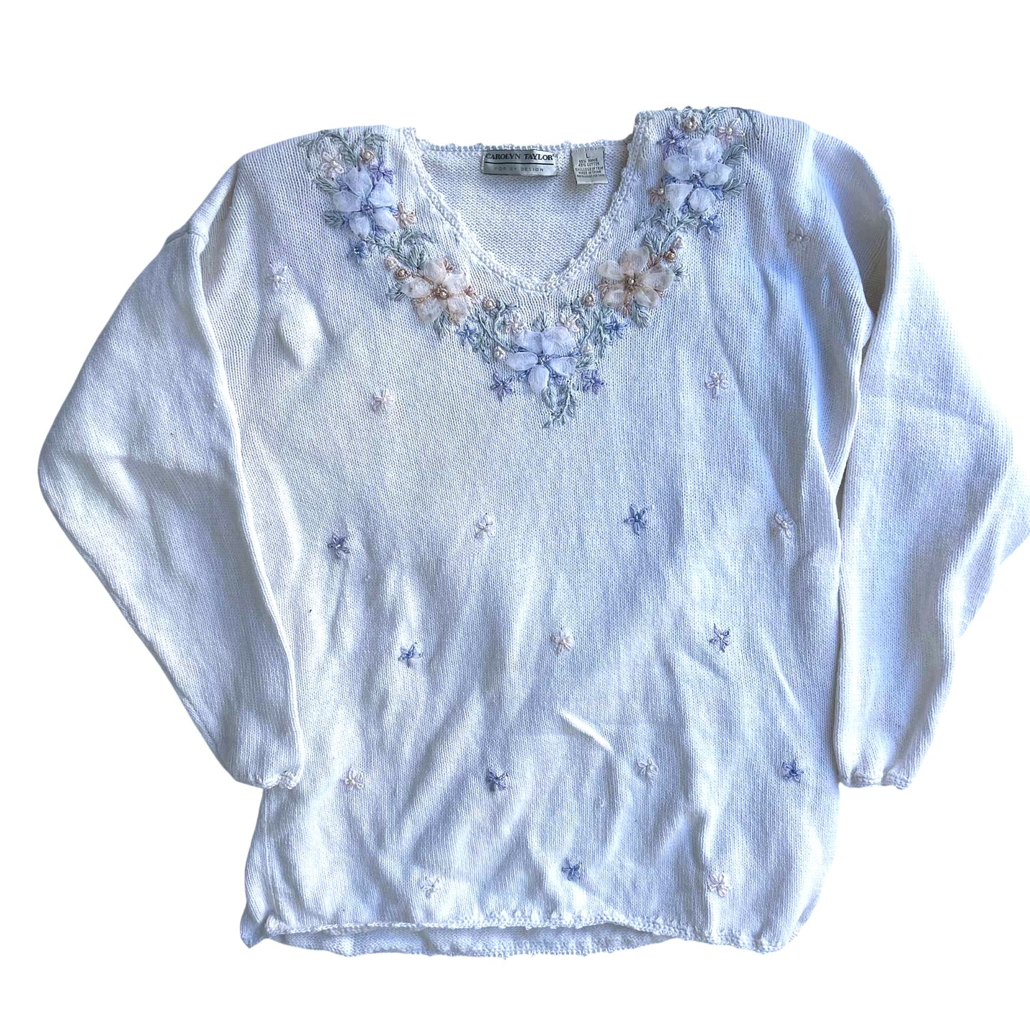 Embroidered Vintage Sweater by Carolyn Taylor